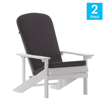 Flash Furniture White Adirondack Chairs with Gray Cushions, 2PK 2-JJ-C14501-CSNGY-WH-GG